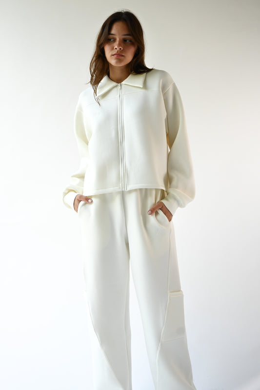 Kasey Knit Neoprene Jacket — Offwhite