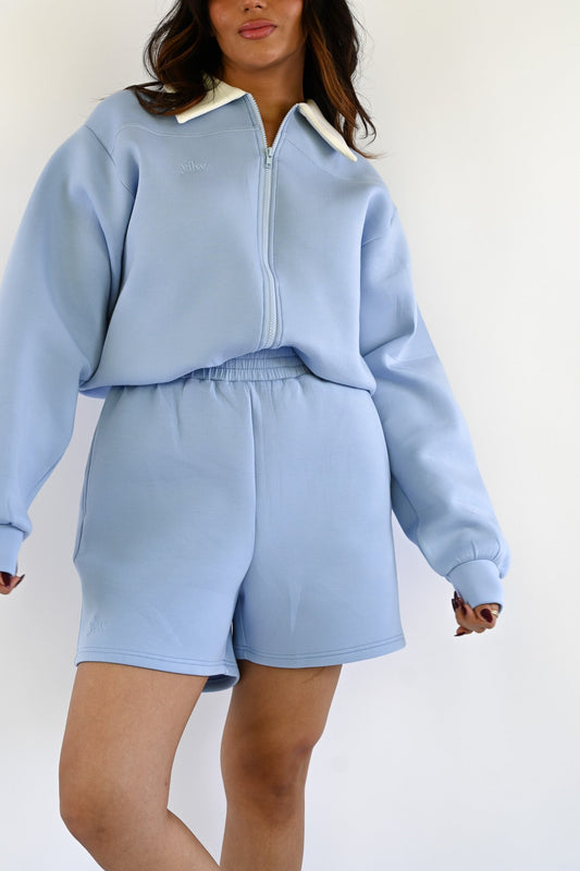 Ollie Knit Neoprene Shorts — Sky