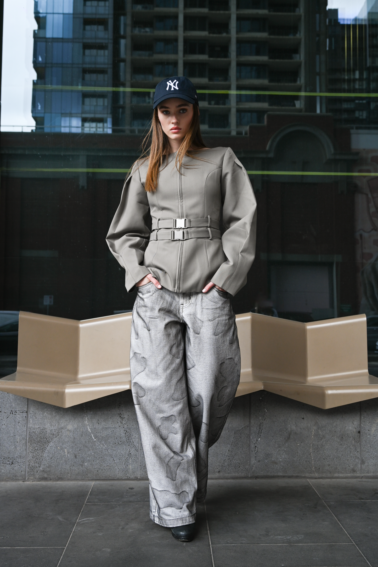 Vyana Belted Jacket — Slate