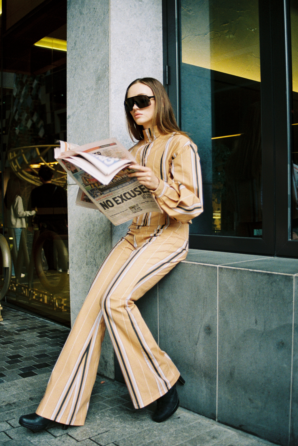 Tilly Cotton Trouser — Camel Striped