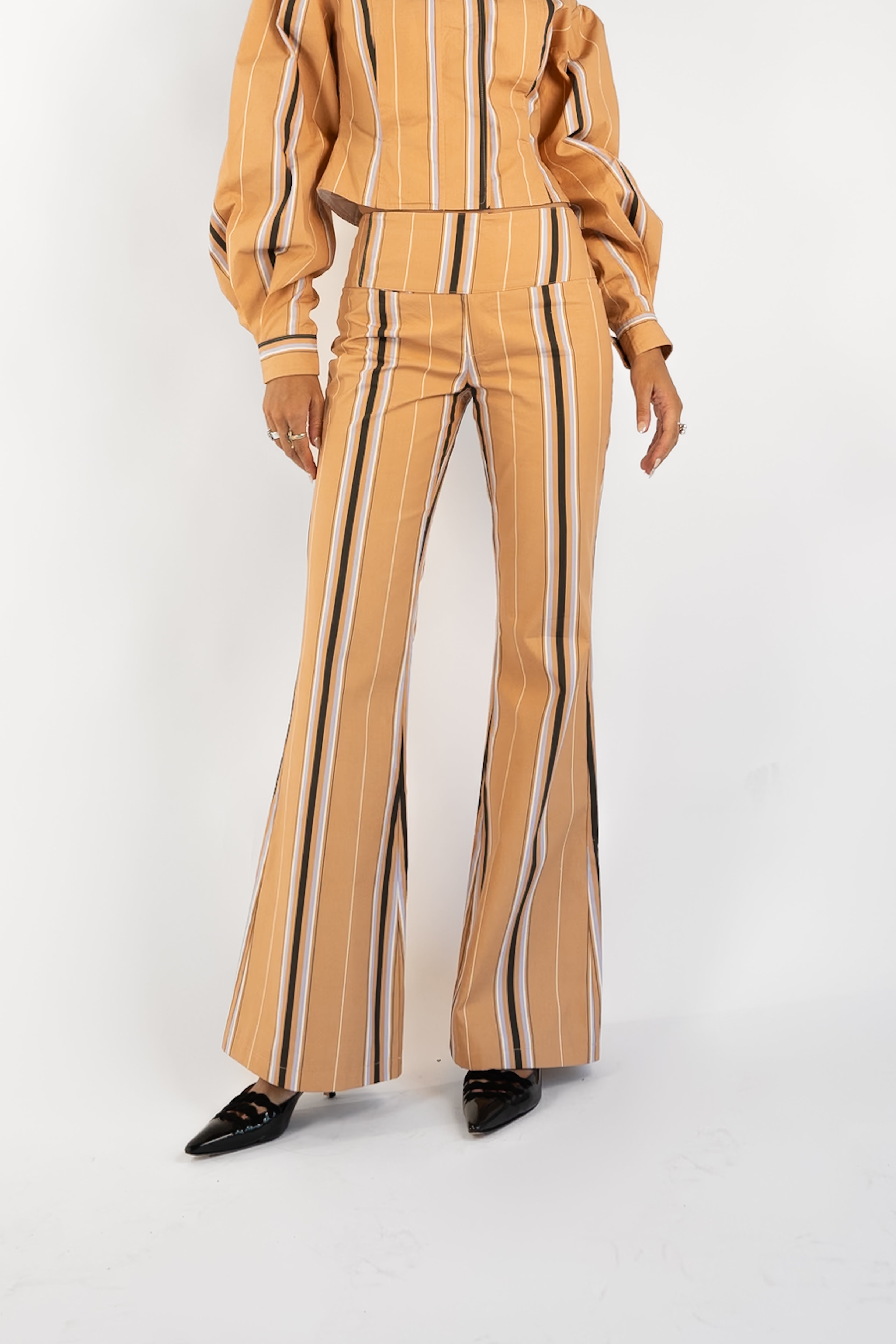 Tilly Cotton Trouser — Camel Striped