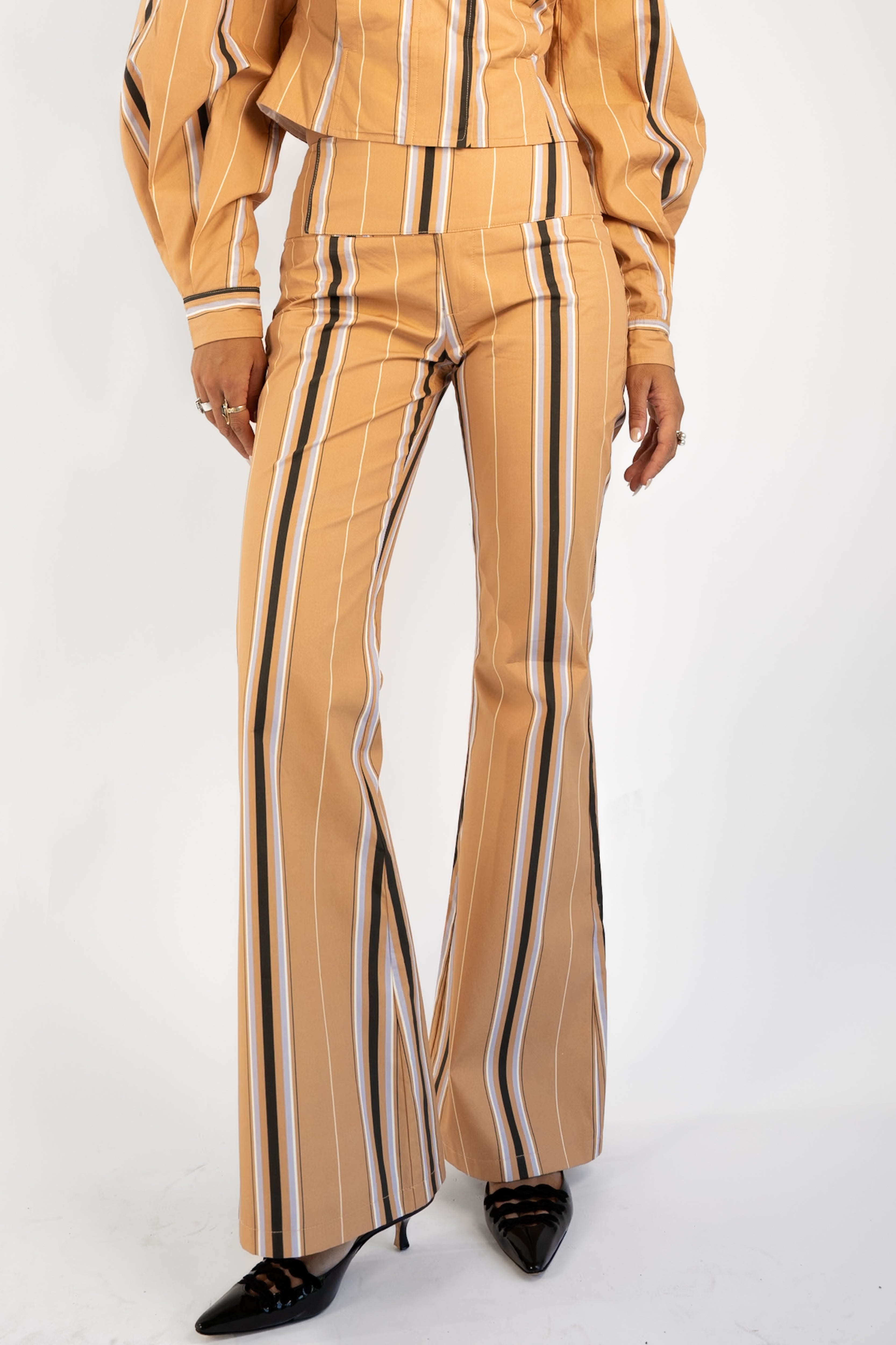 Tilly Cotton Trouser — Camel Striped