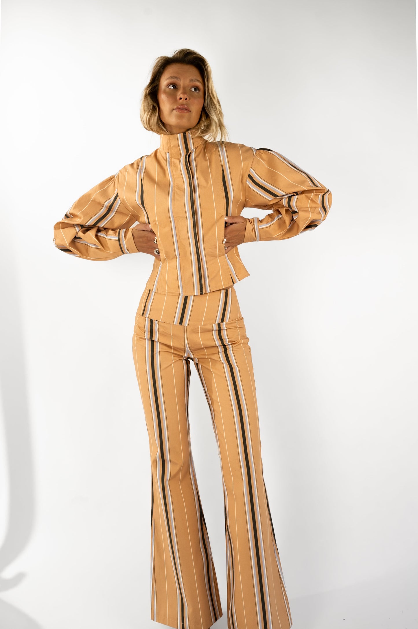 Tilly Cotton Trouser — Camel Striped