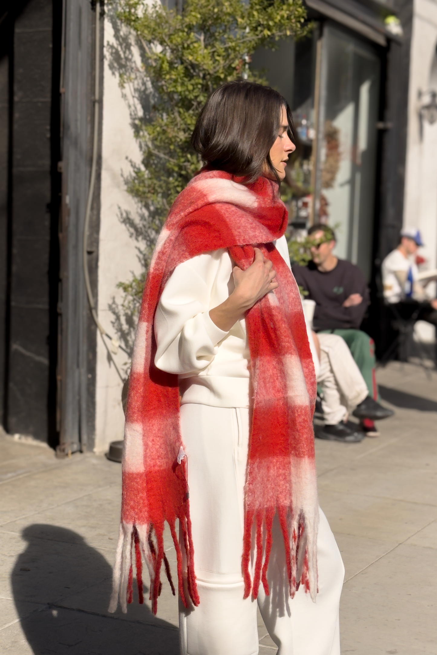 Leah Oversized Blanket Scarf — Red