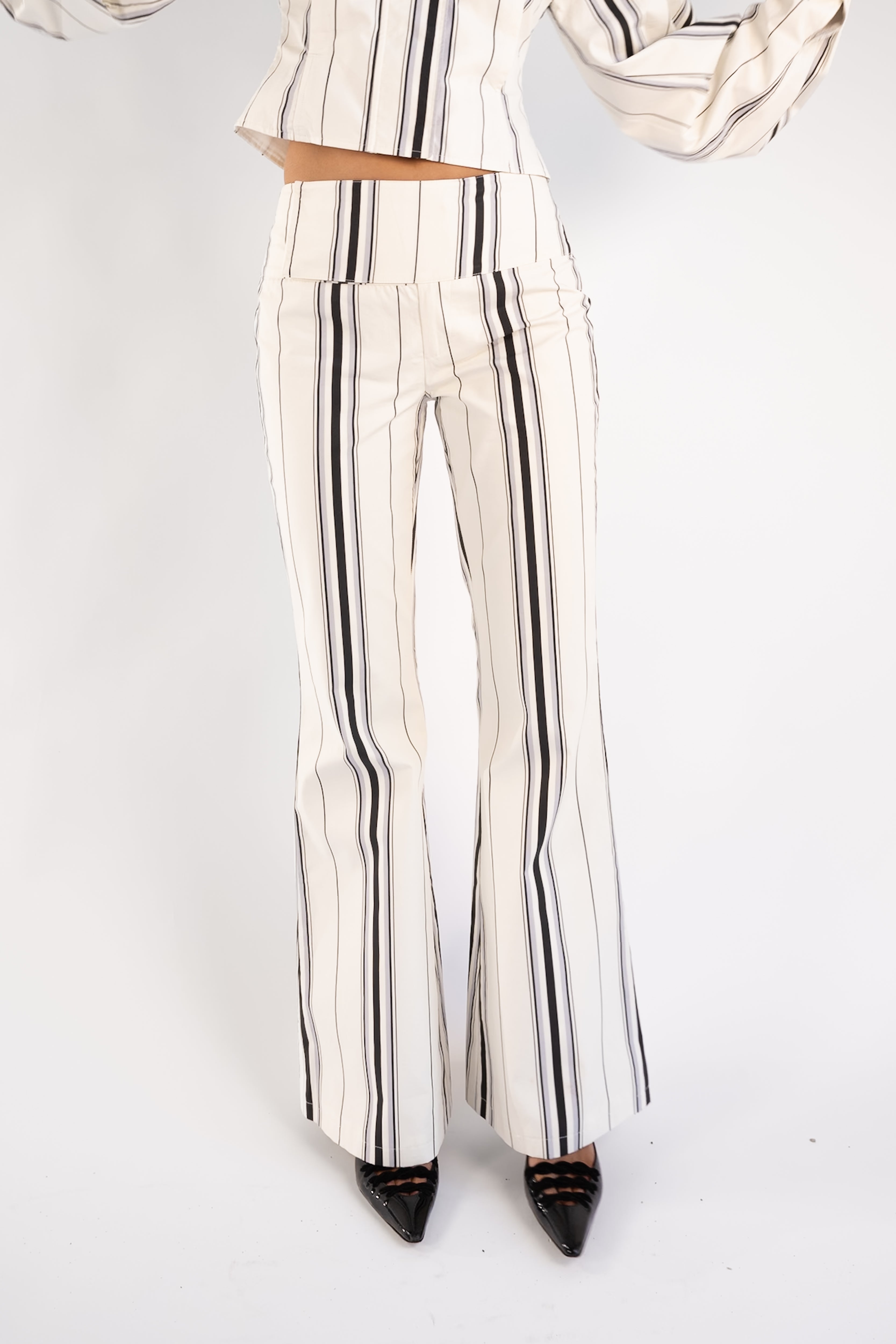 Tilly Cotton Trouser — Offwhite Striped
