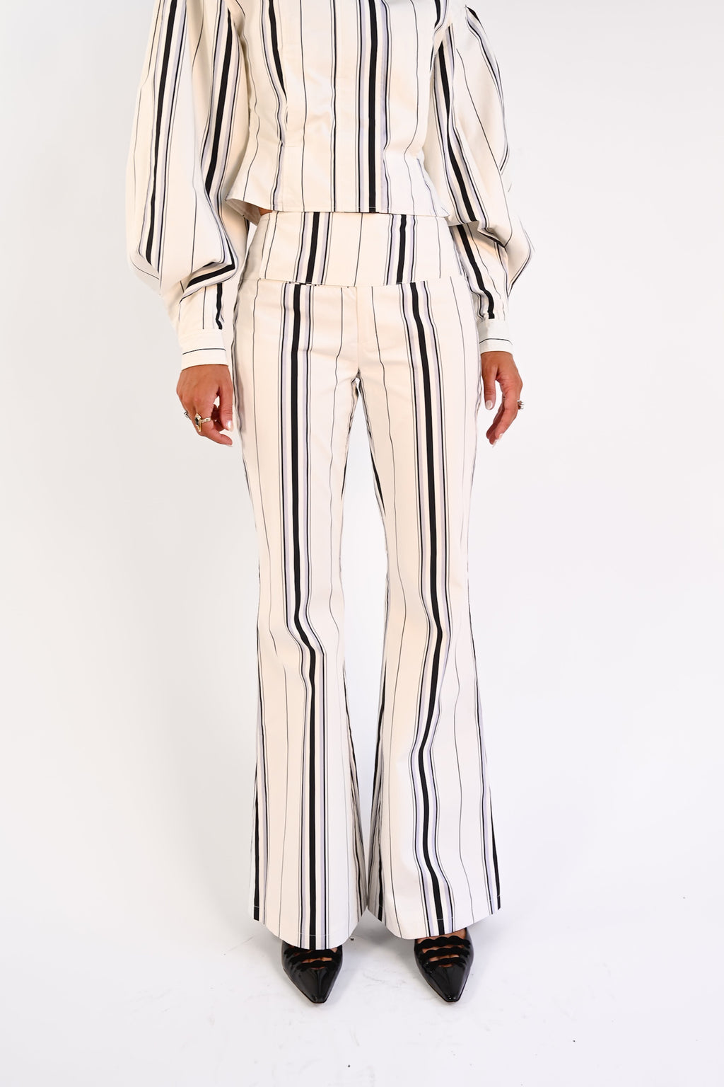 Tilly Cotton Trouser — Offwhite Striped