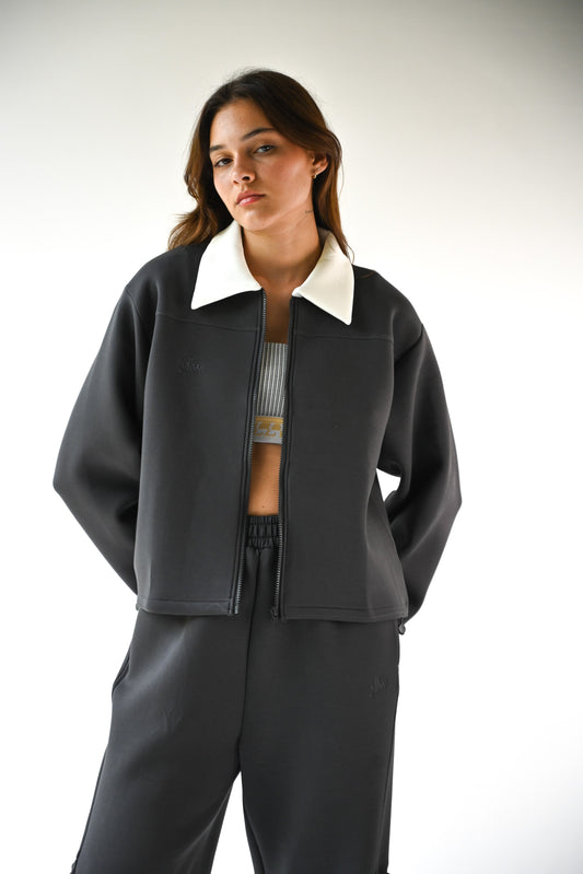 Kasey Knit Neoprene Jacket — Charcoal