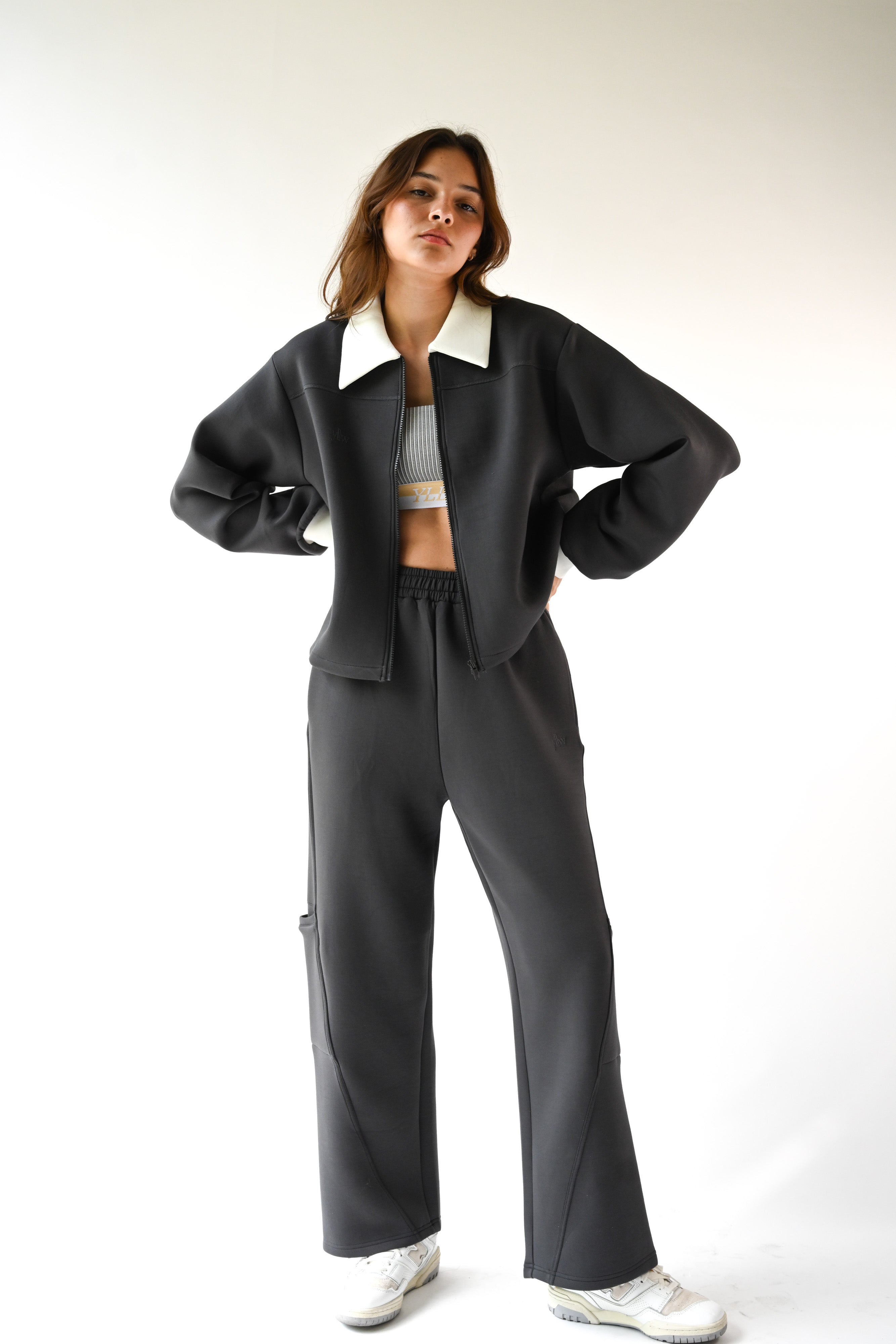 Kasey Knit Neoprene Jacket — Charcoal