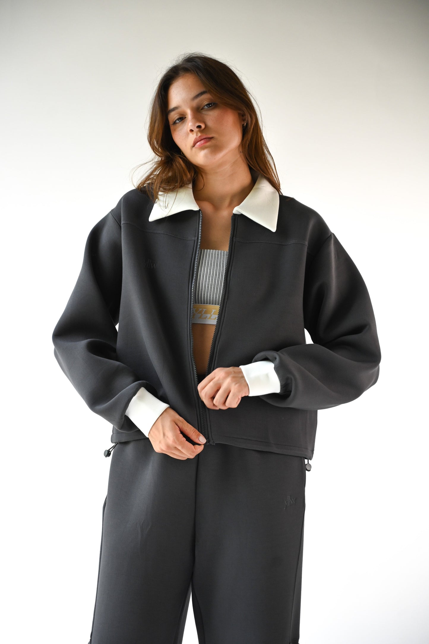 Kasey Knit Neoprene Jacket — Charcoal