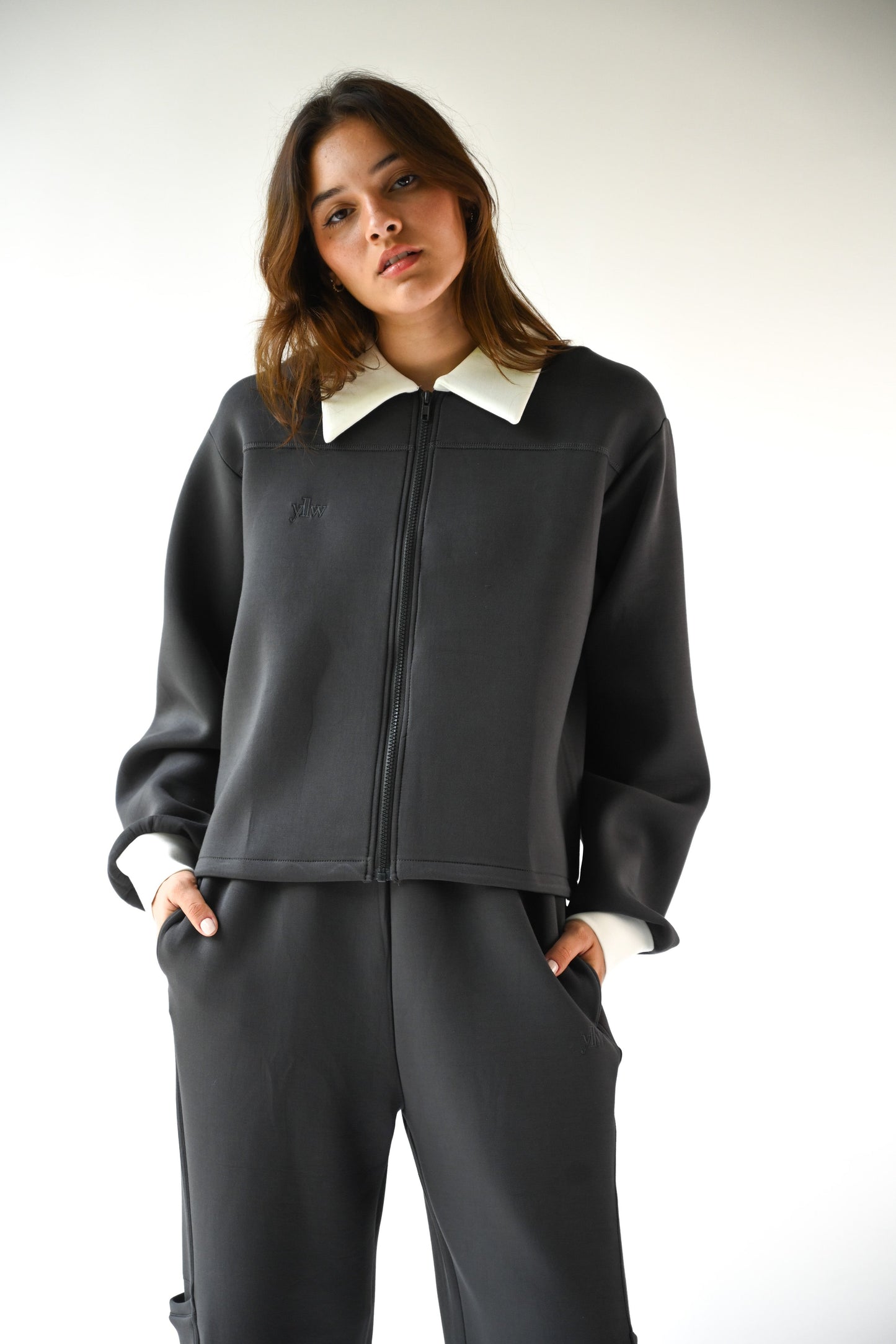 Kasey Knit Neoprene Jacket — Charcoal