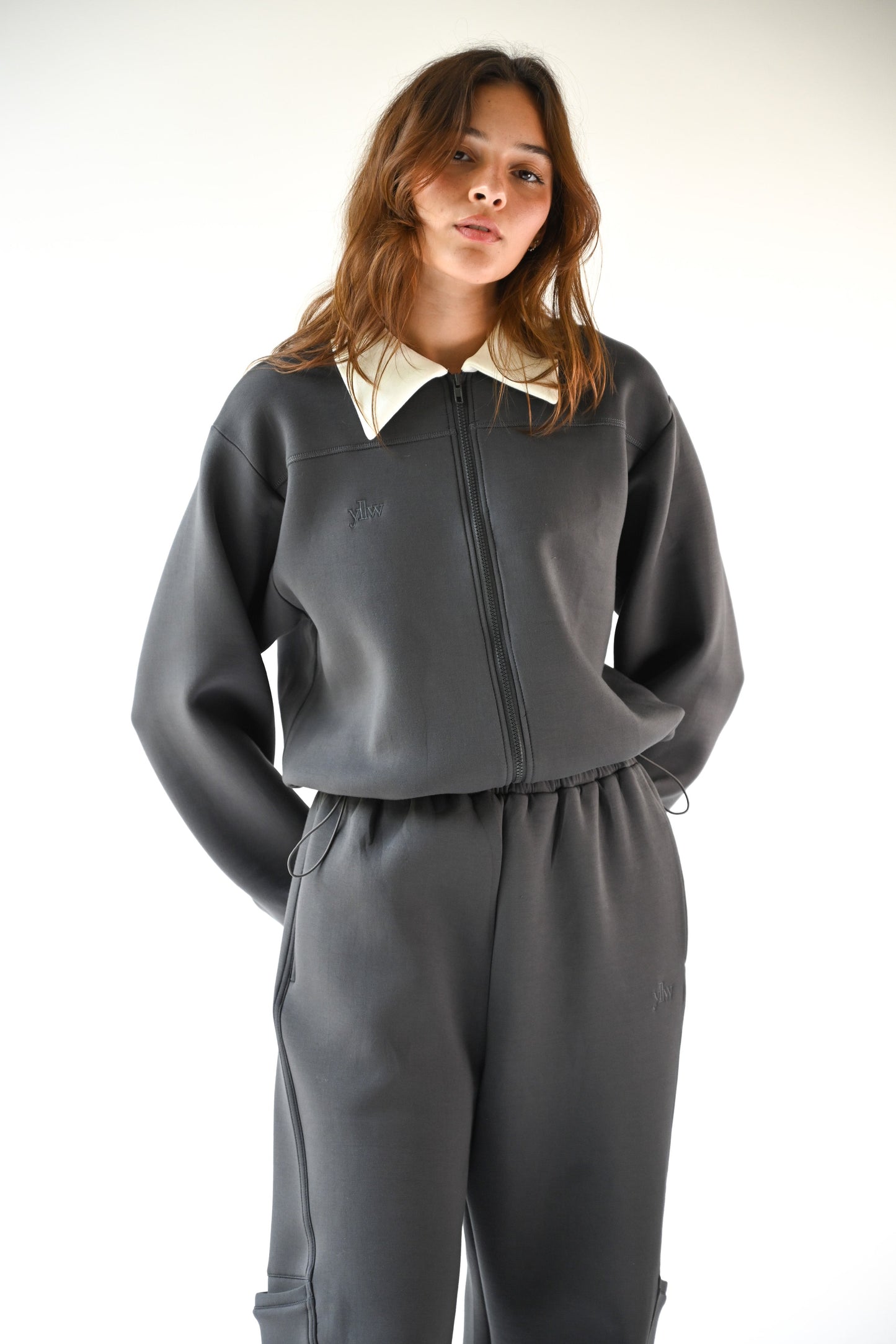 Kasey Knit Neoprene Jacket — Charcoal