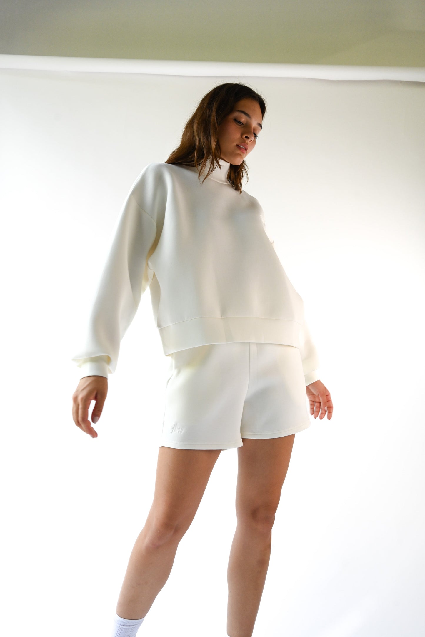 Maya Knit Neoprene Pullover — Offwhite