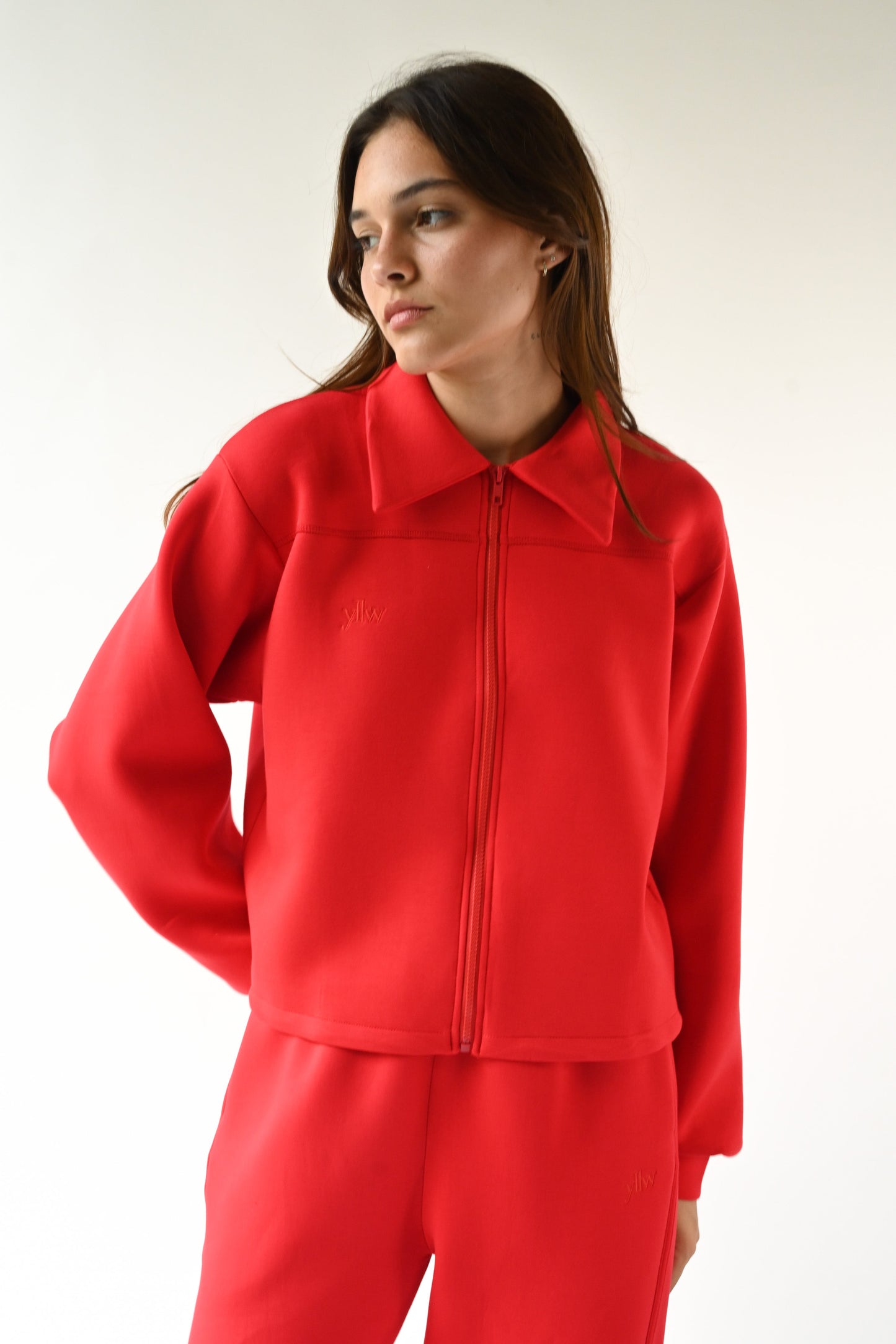 Kasey Knit Neoprene Jacket — Ruby