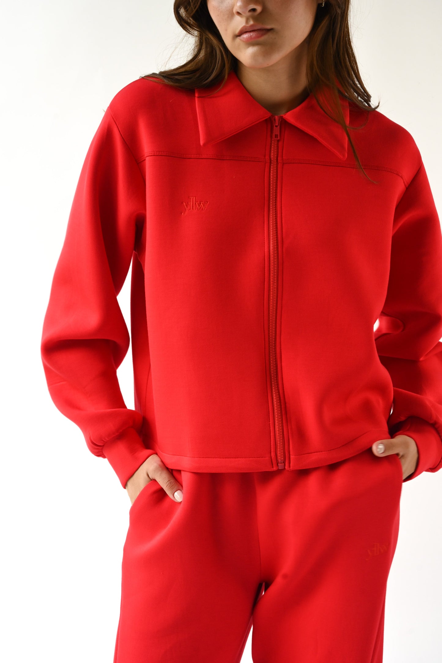 Kasey Knit Neoprene Jacket — Ruby