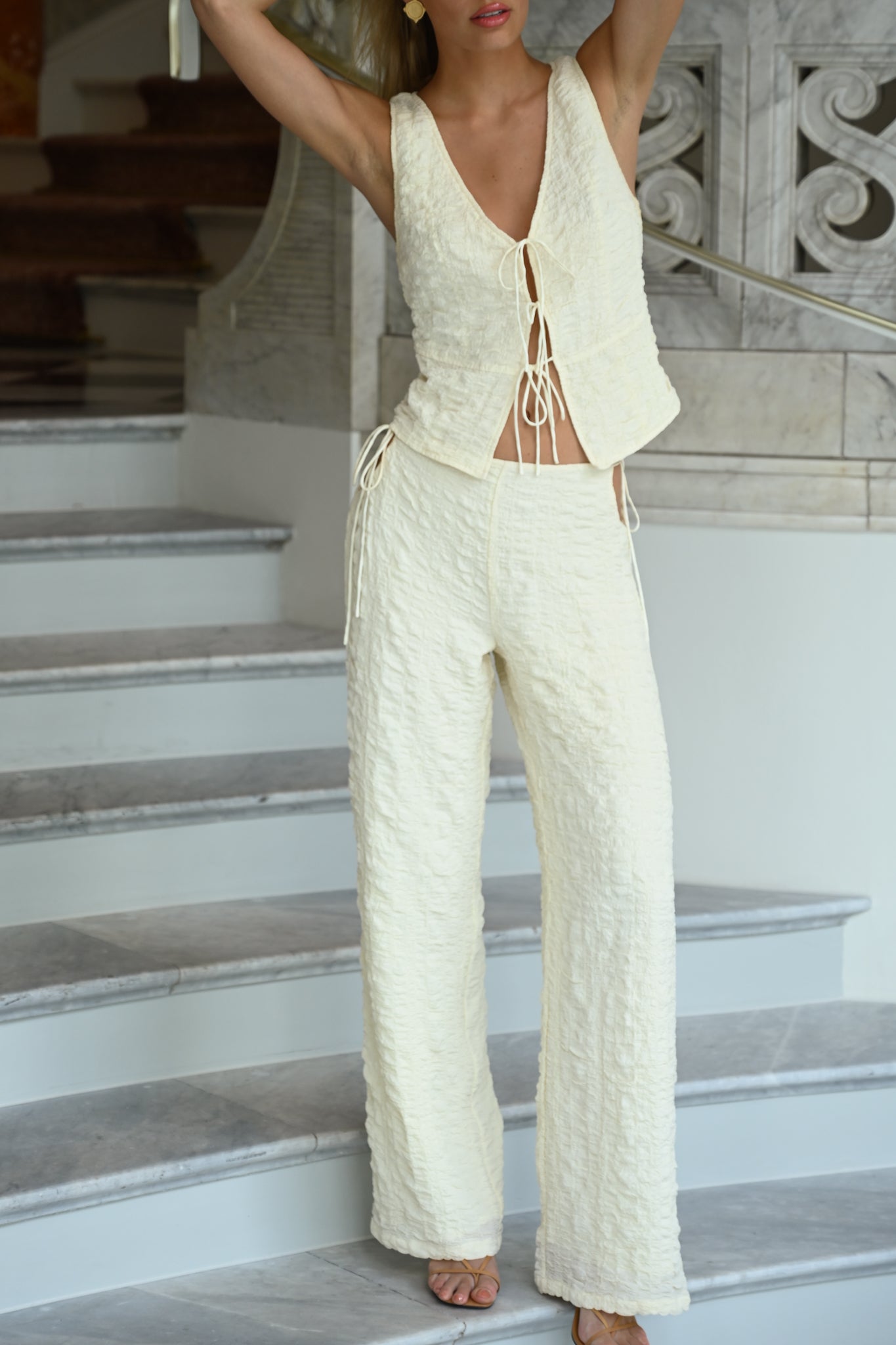 Jai Bubble Tie Pants — Buttercream