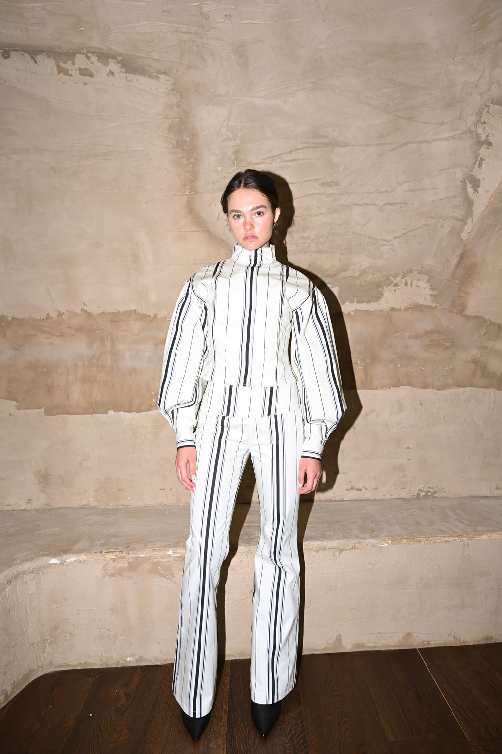 Tilly Cotton Trouser — Offwhite Striped