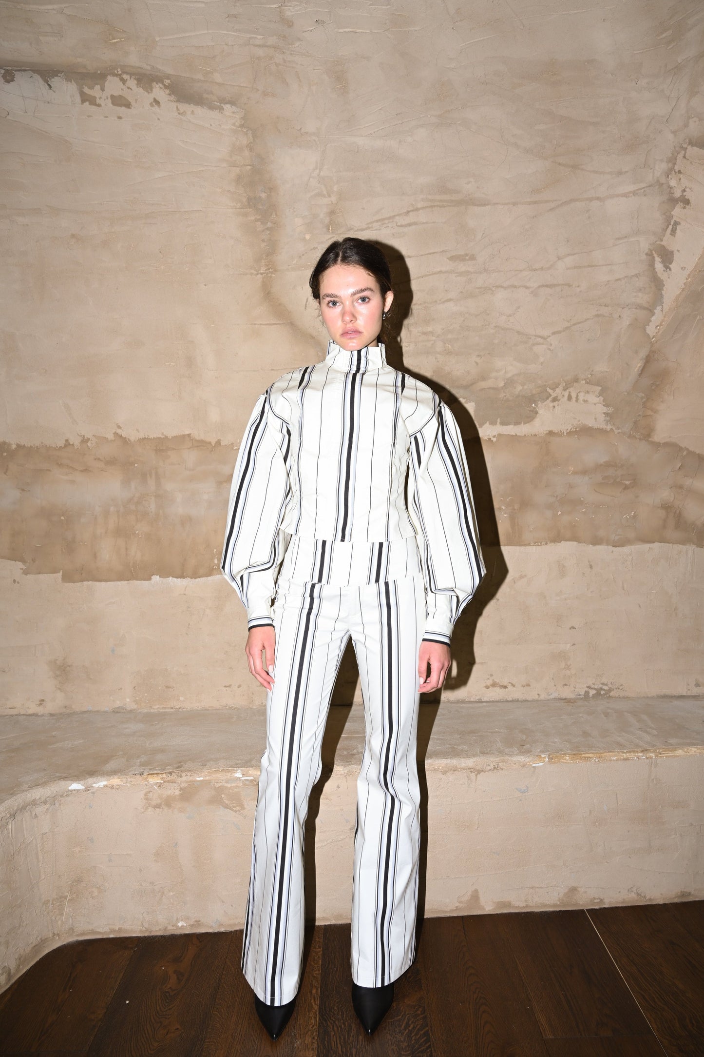 Tilly Cotton Trouser — Offwhite Striped