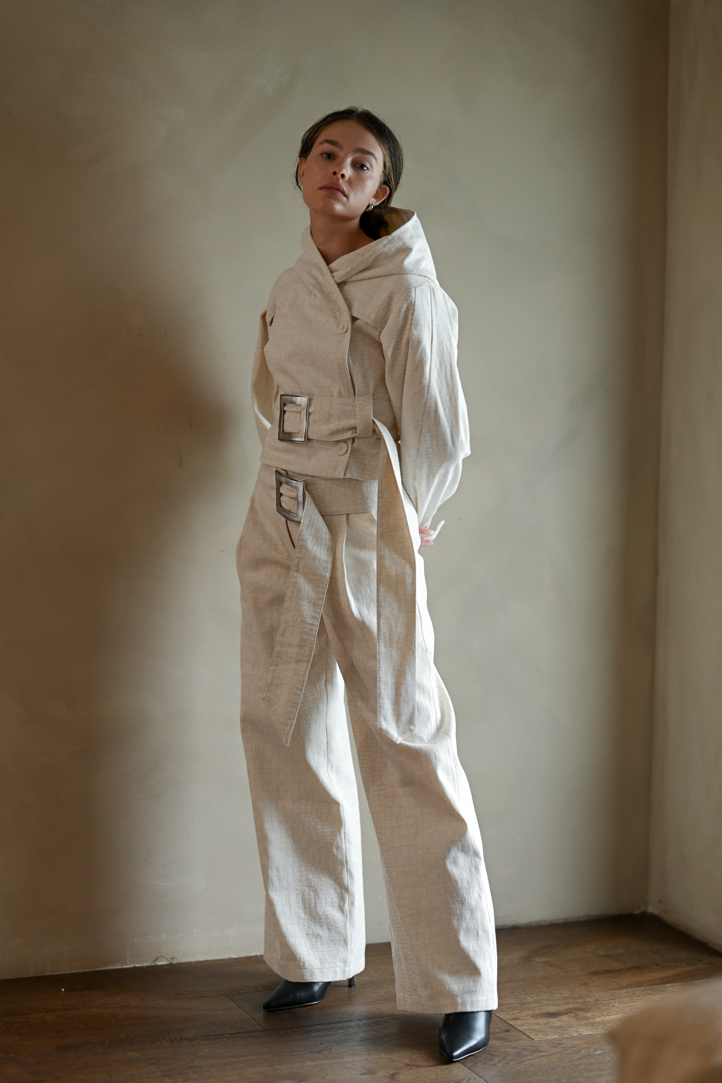 Soli Belted Pant — Snakeskin Jacquard