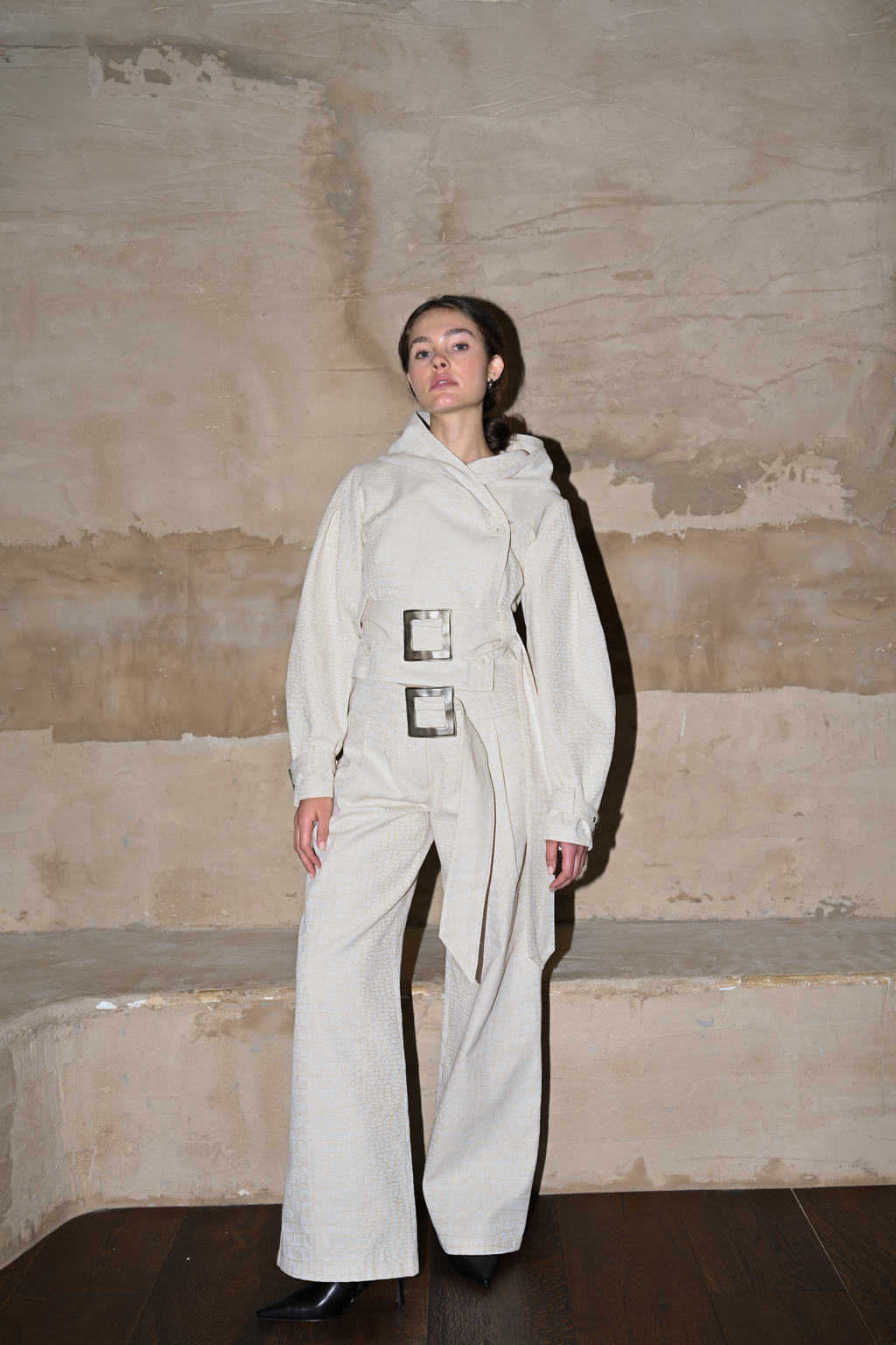 Ganna Belted Jacket — Snakeskin Jacquard