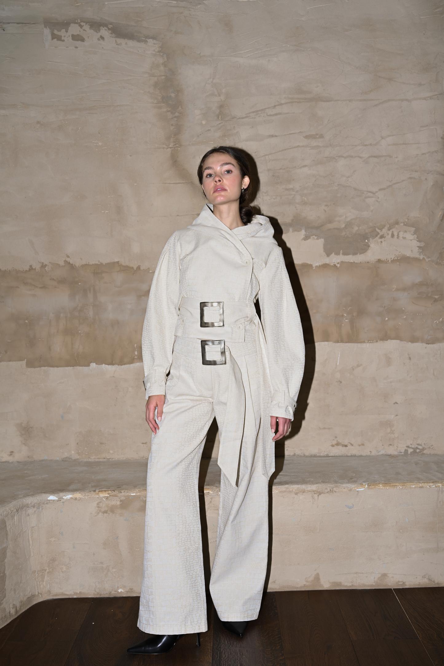 Ganna Belted Jacket — Snakeskin Jacquard