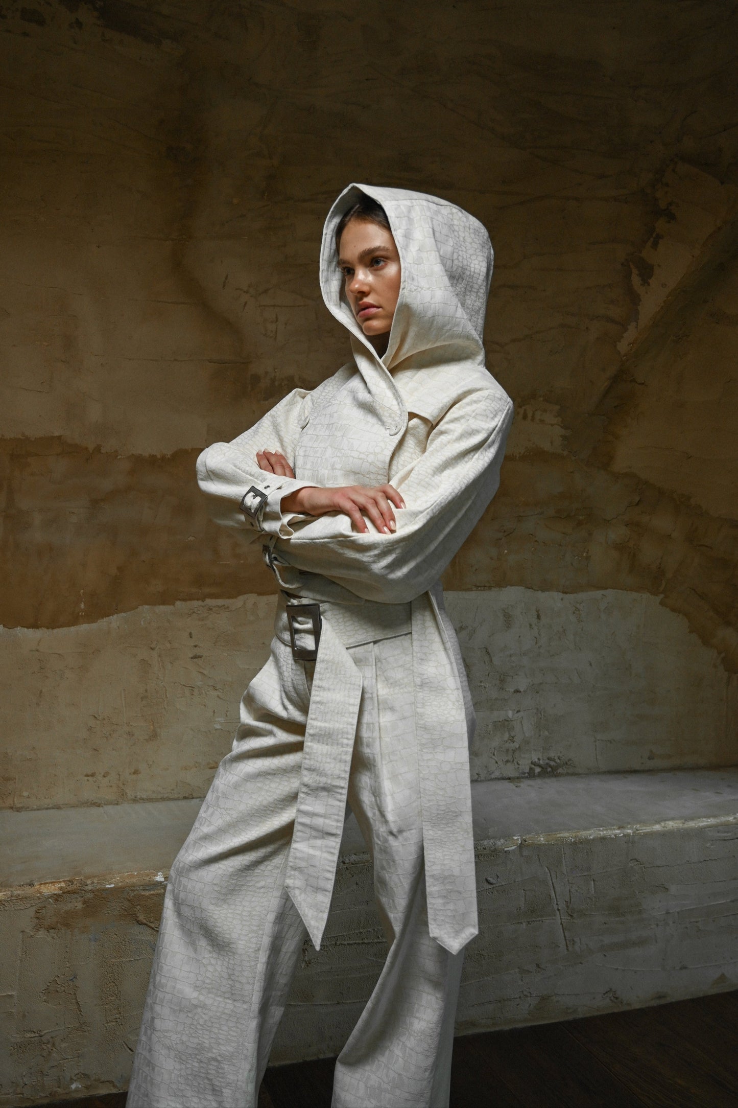 Ganna Belted Jacket — Snakeskin Jacquard