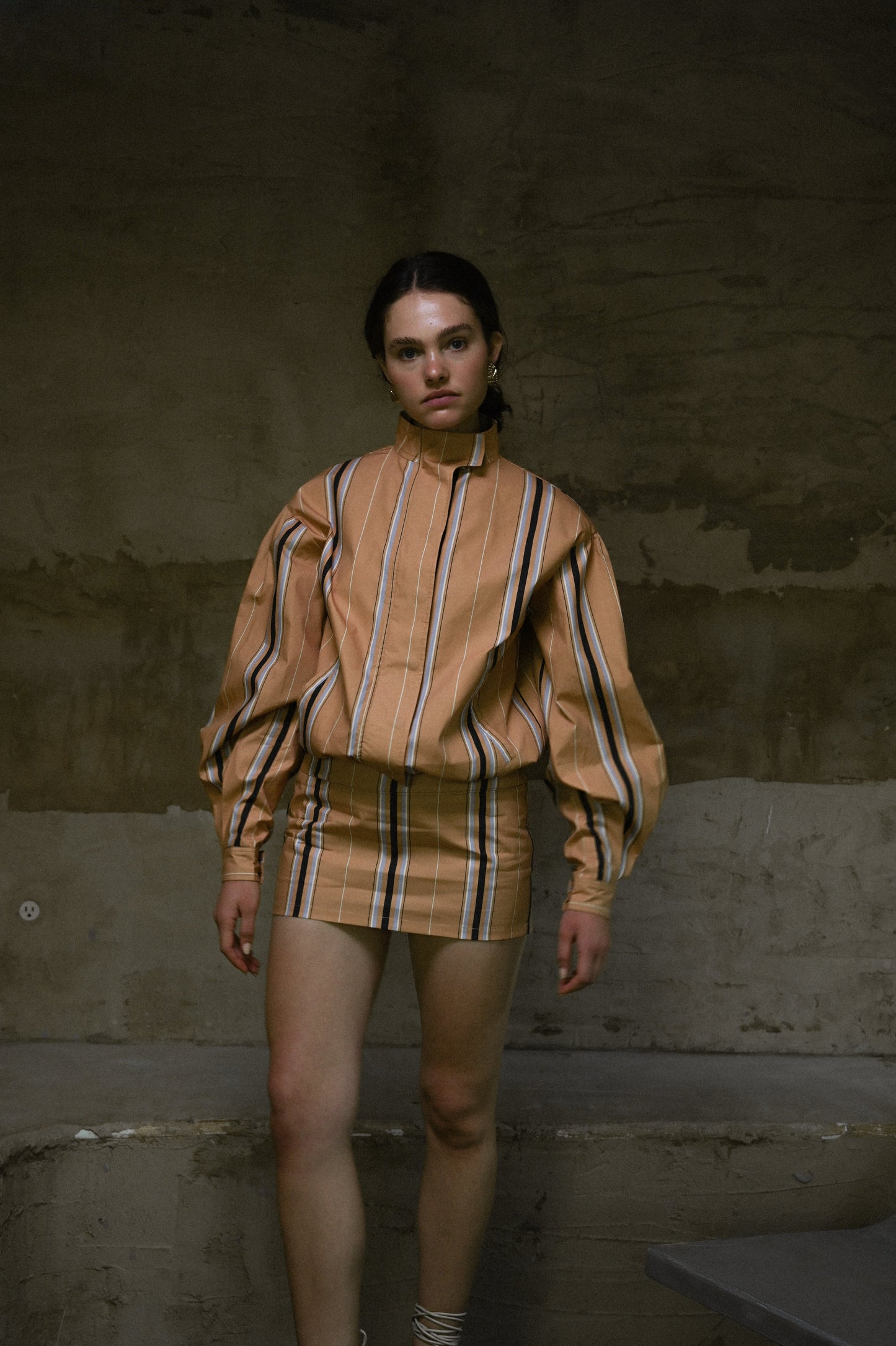 Owen Cotton Skort — Camel Striped