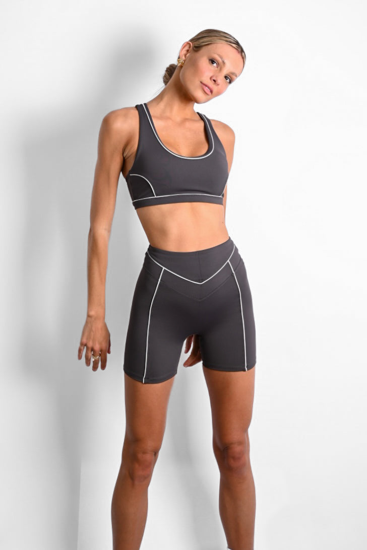 Aster Contour Sports Bra — Charcoal