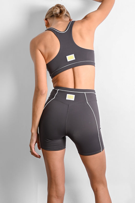 Aster Contour Sports Bra — Charcoal