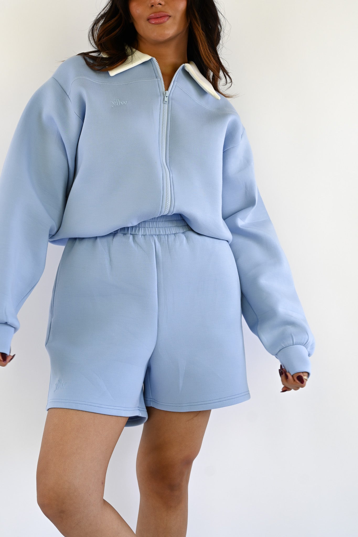 Ollie Knit Neoprene Shorts — Sky