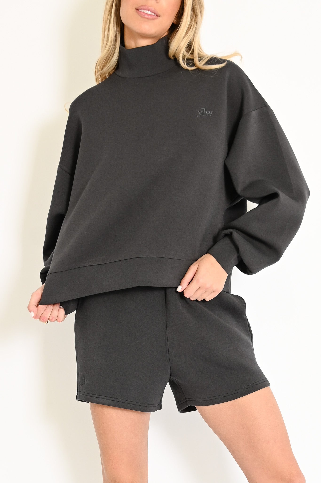 Maya Knit Neoprene Pullover — Charcoal