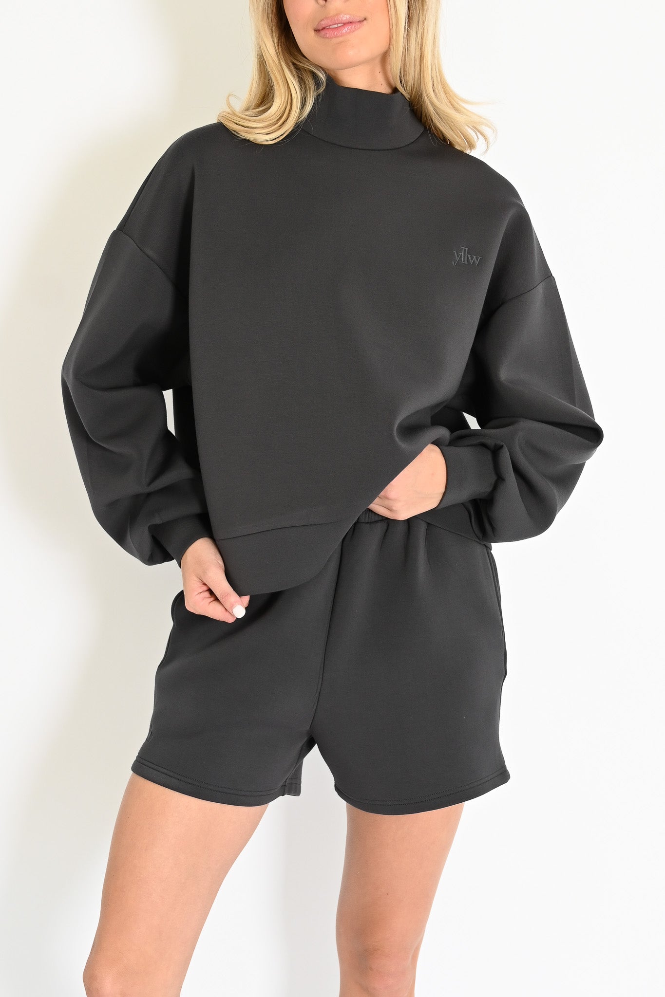 Maya Knit Neoprene Pullover — Charcoal