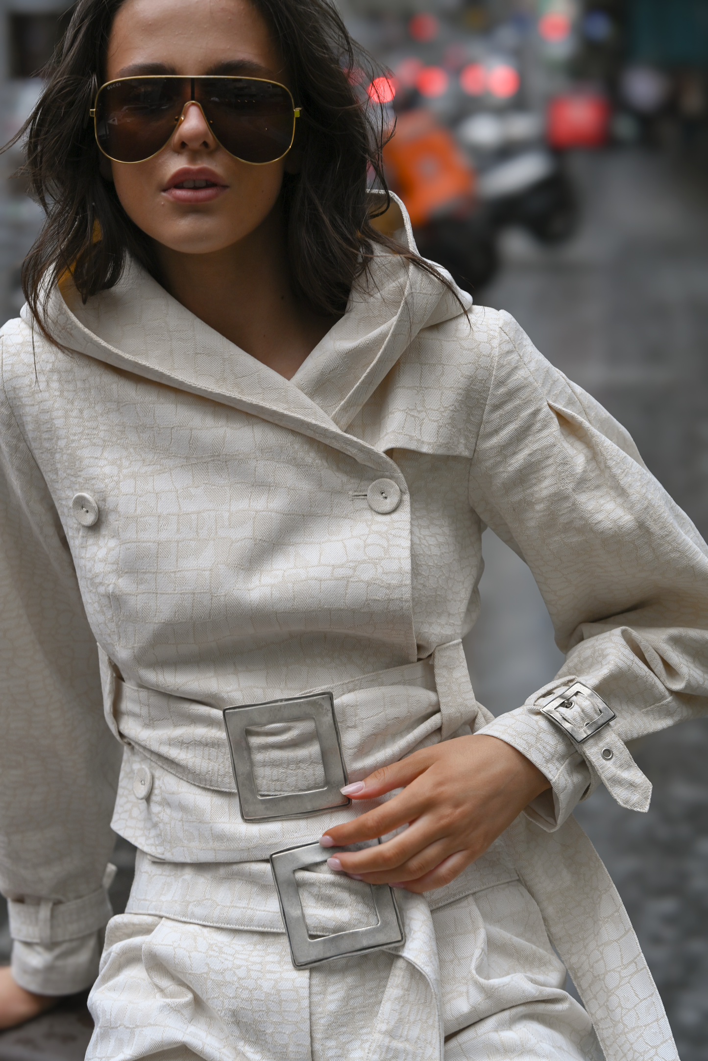 Ganna Belted Jacket — Snakeskin Jacquard