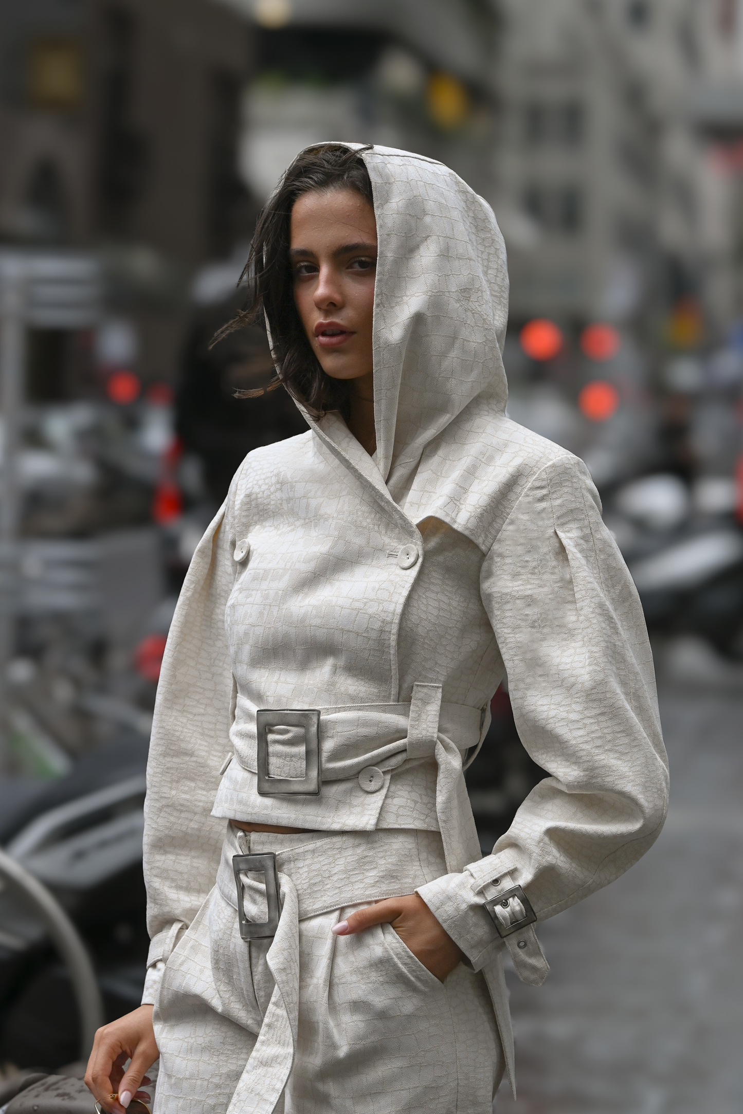 Ganna Belted Jacket — Snakeskin Jacquard