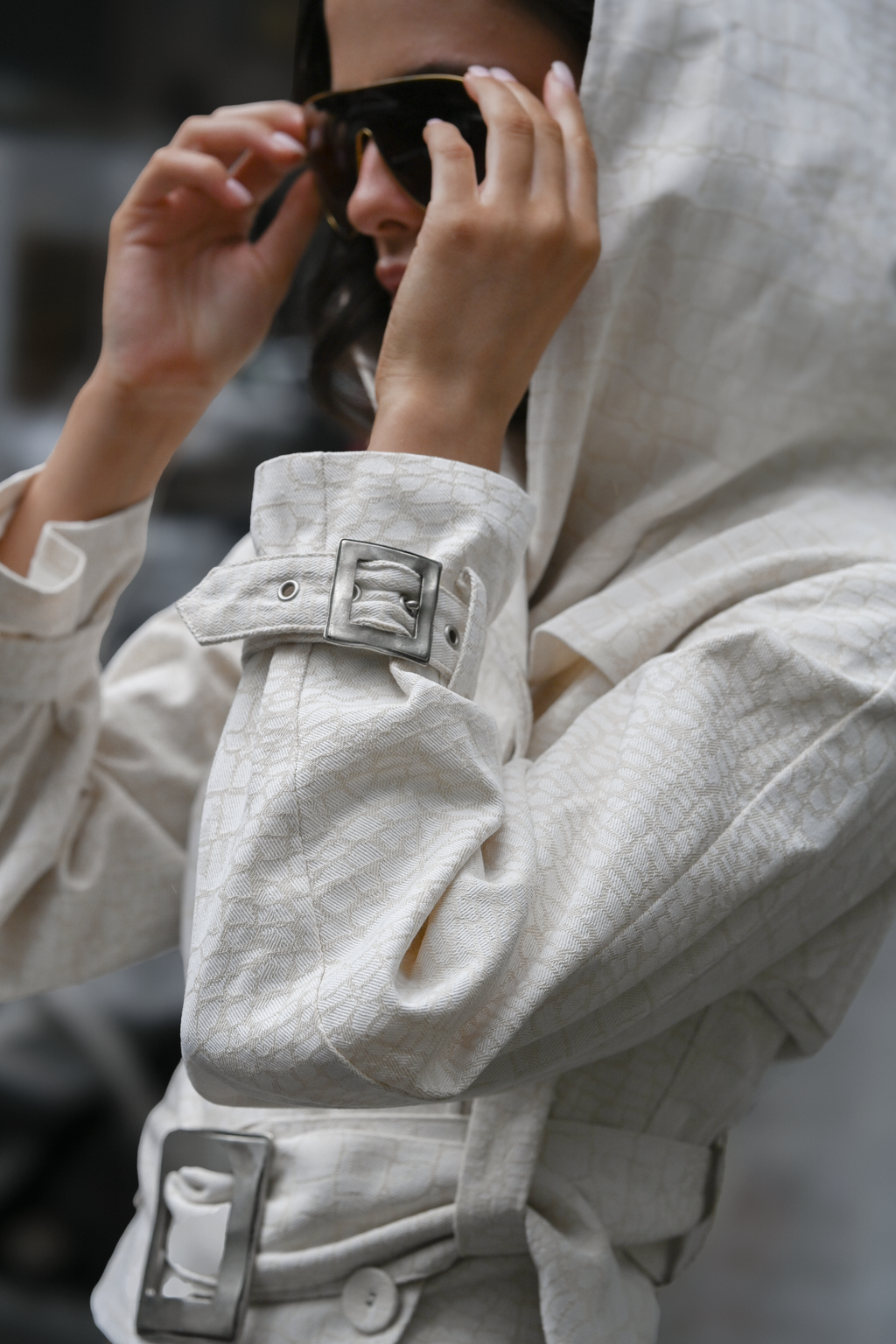 Ganna Belted Jacket — Snakeskin Jacquard