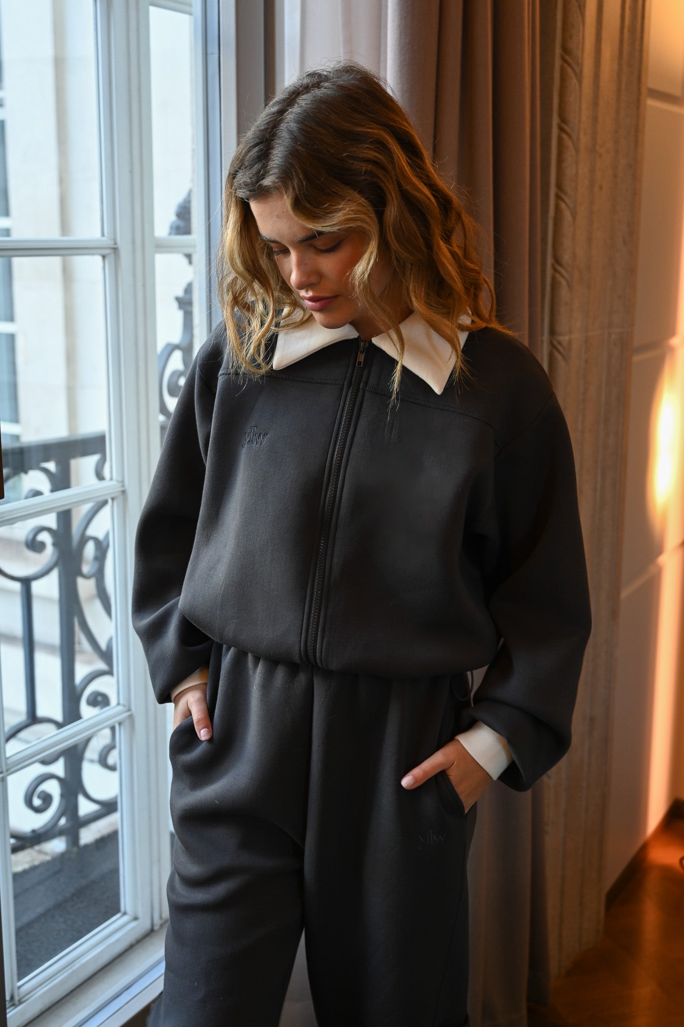 Kasey Knit Neoprene Jacket — Charcoal