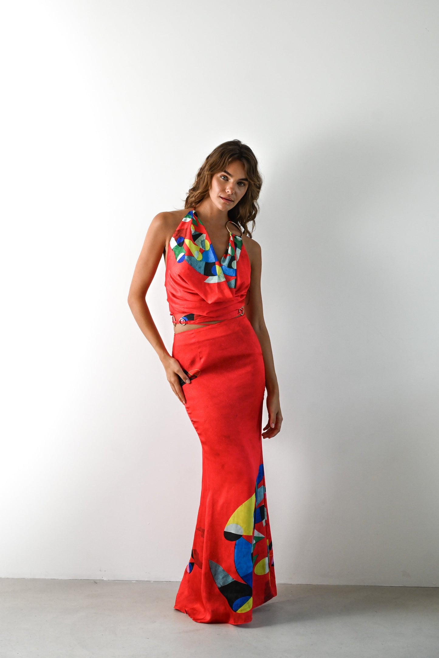 Atlis Ring Skirt — Red Geometric