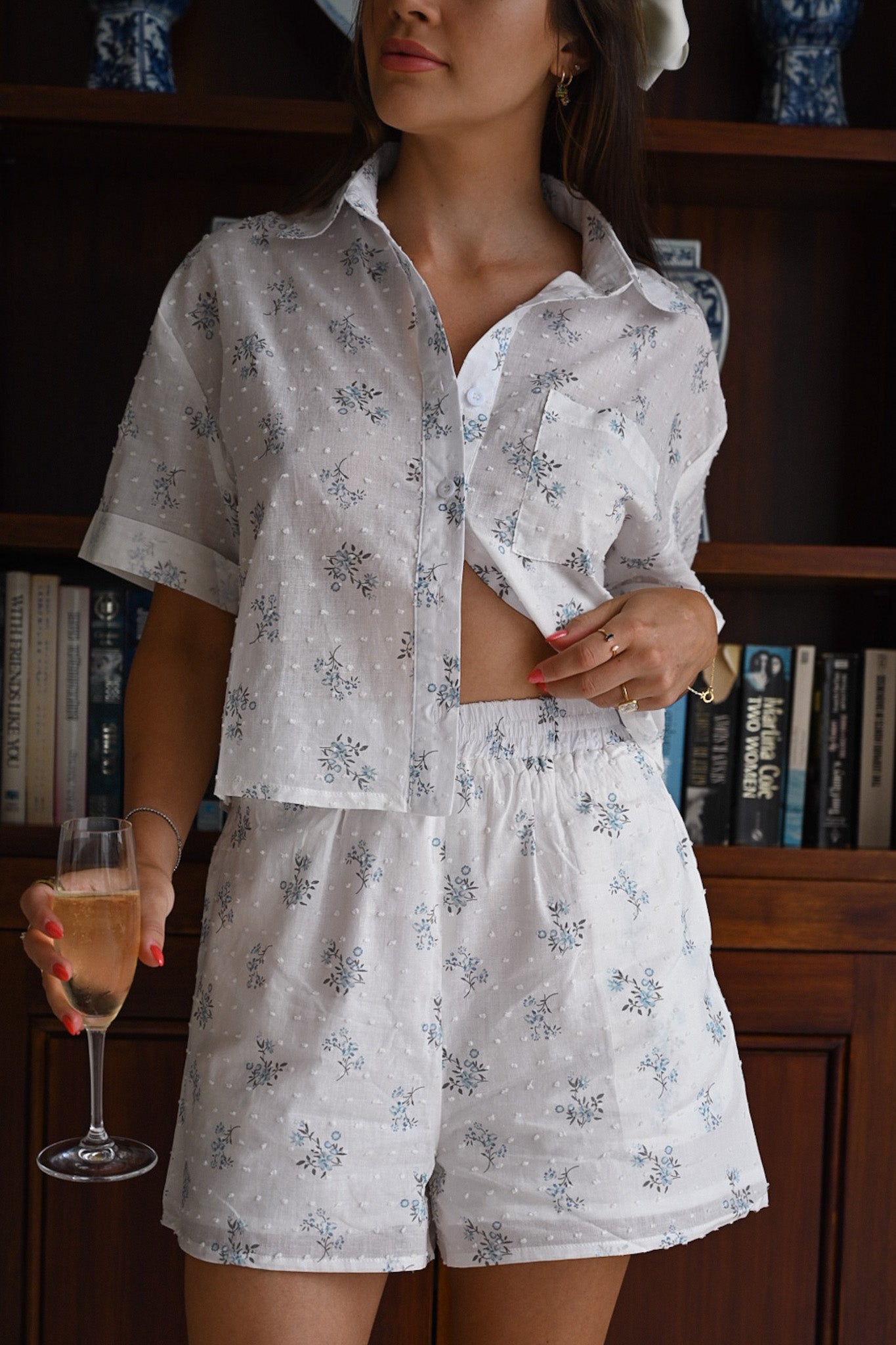 Rosy Collared Shorts Set — Baby's Breath