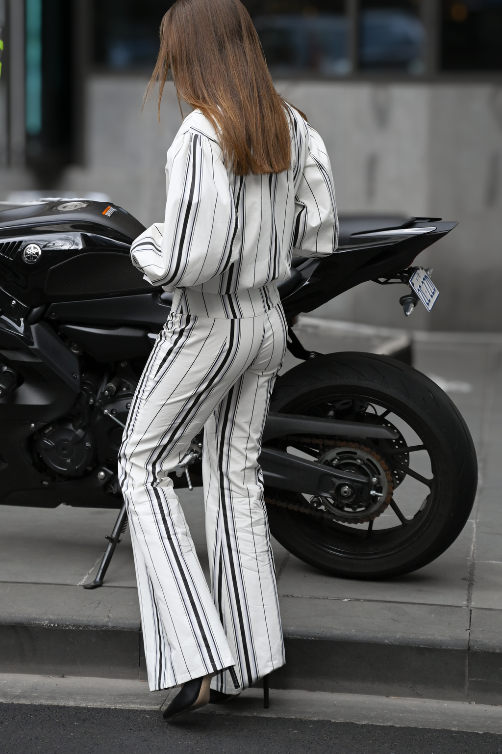 Stacy Cotton Boxy Jacket — Offwhite Striped