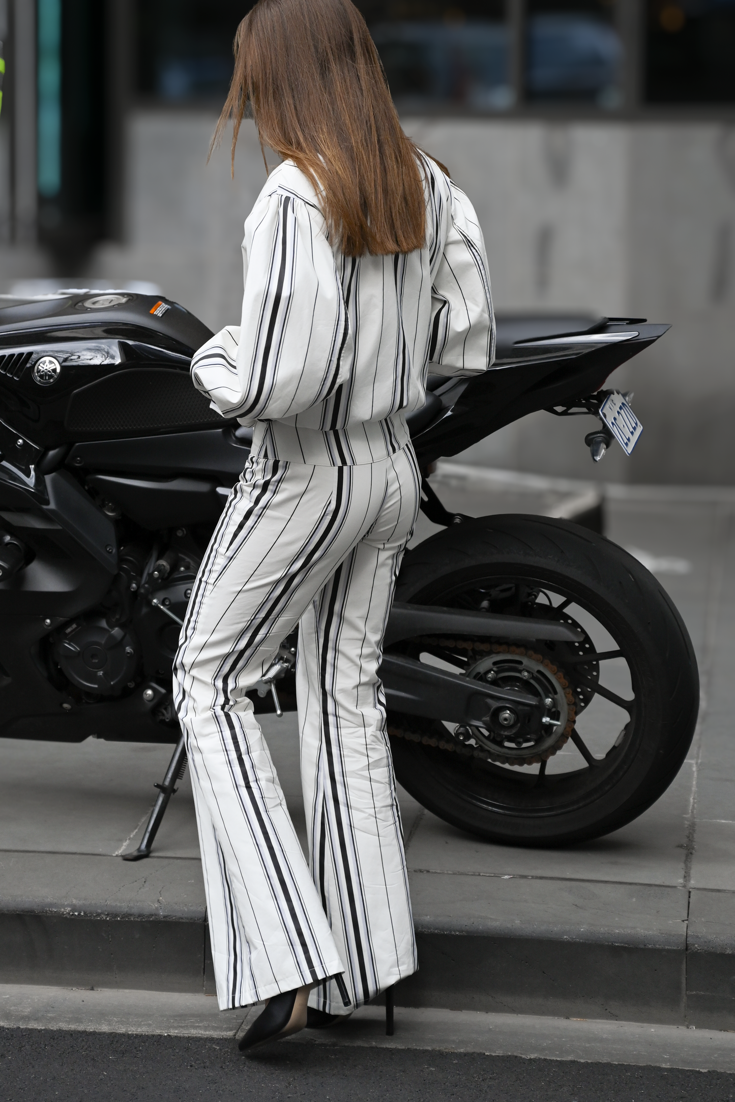 Stacy Cotton Boxy Jacket — Offwhite Striped