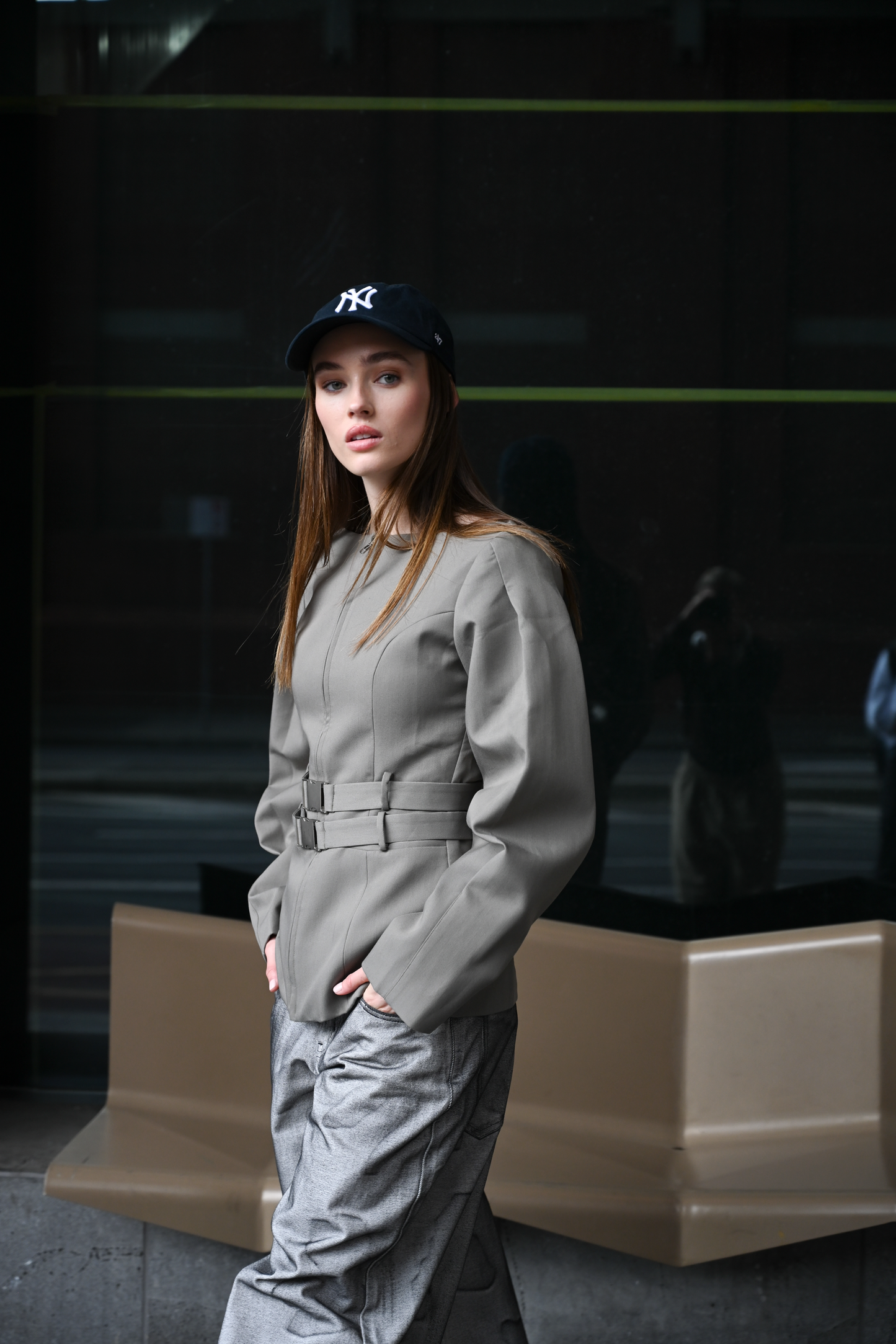 Vyana Belted Jacket — Slate