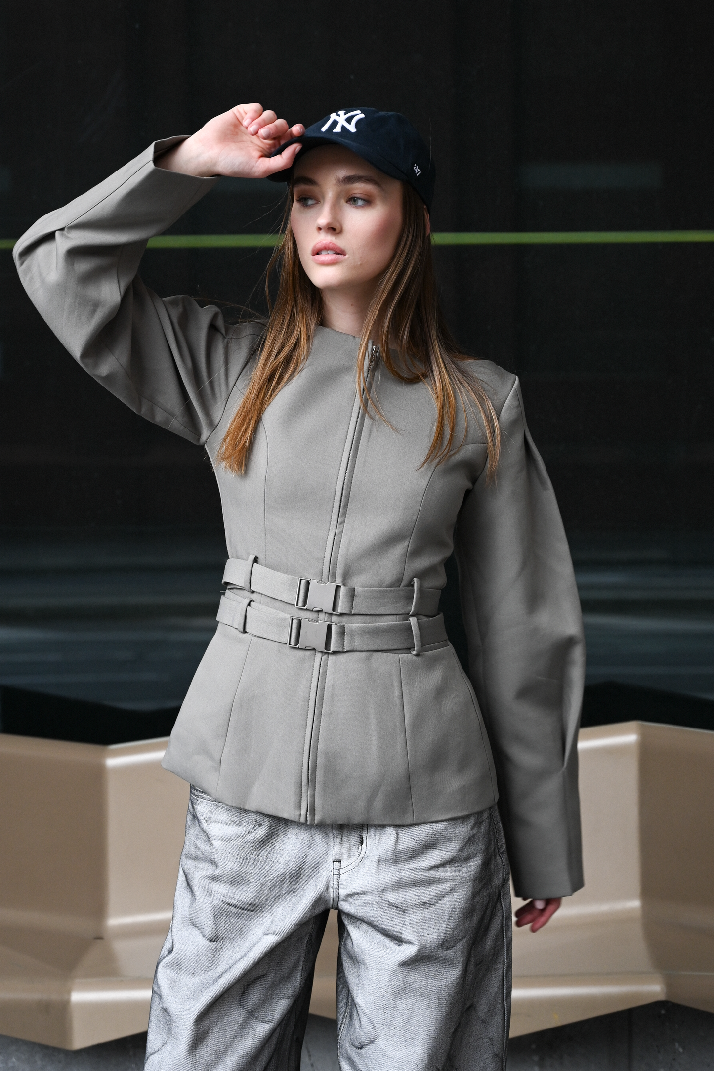 Vyana Belted Jacket — Slate