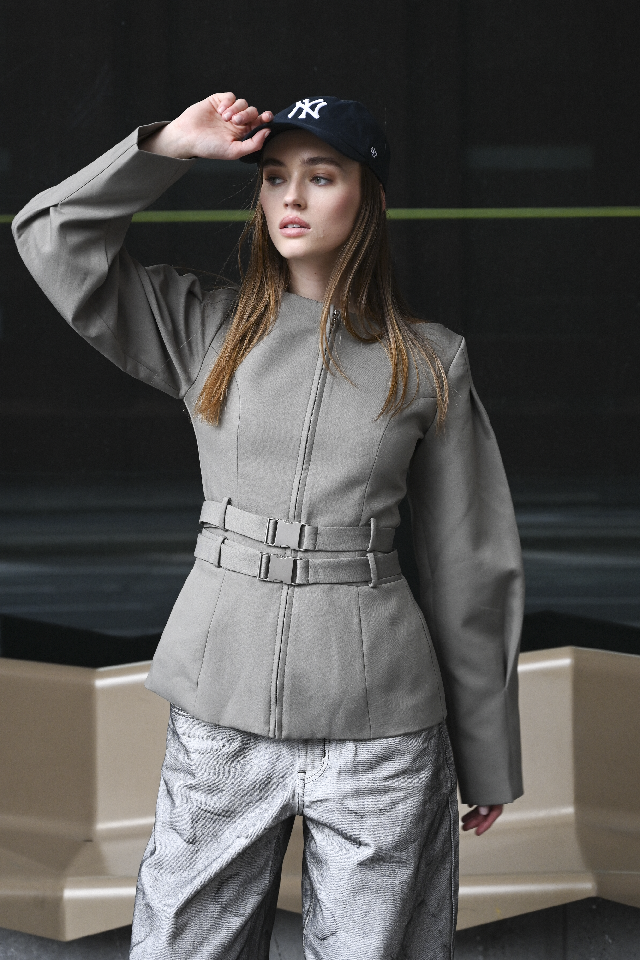 Vyana Belted Jacket — Slate