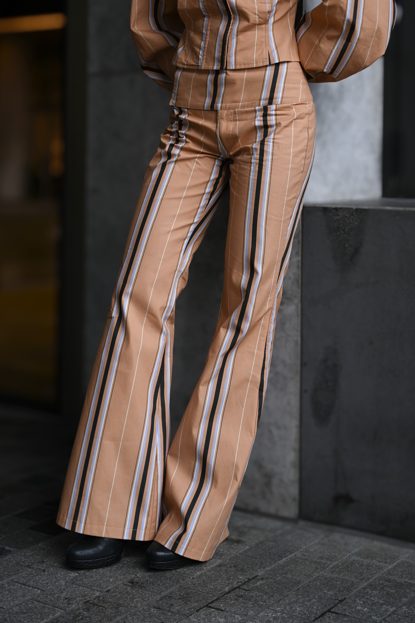 Tilly Cotton Trouser — Camel Striped