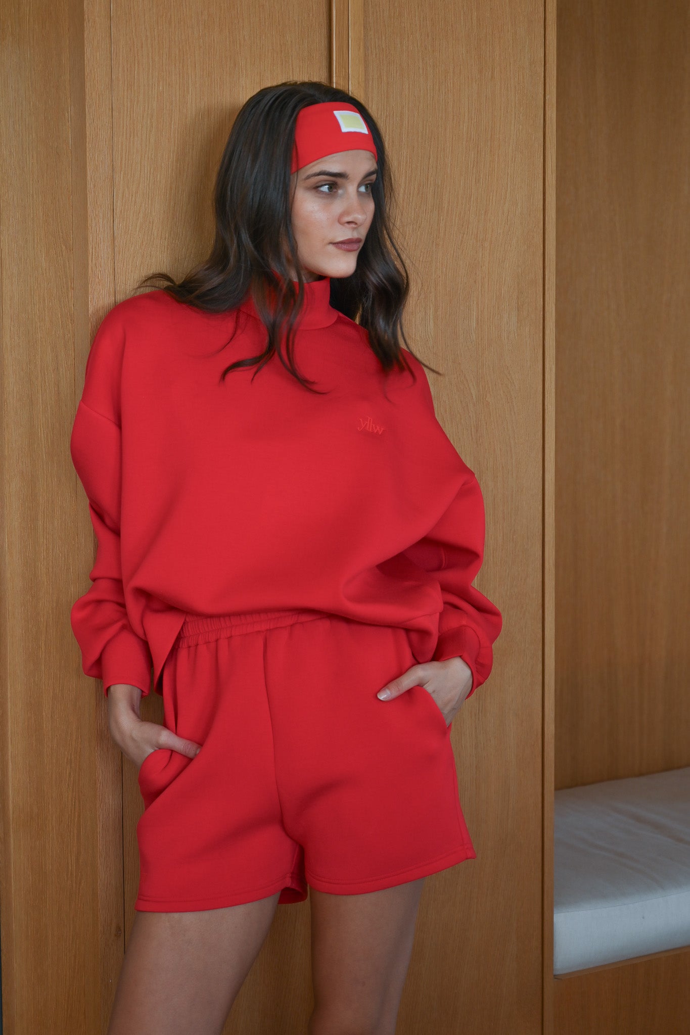 Maya Knit Neoprene Pullover — Ruby