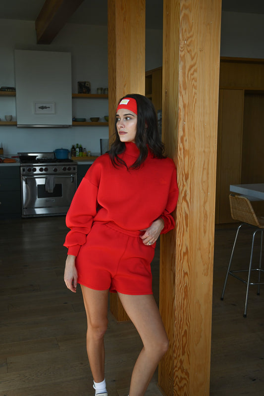 Maya Knit Neoprene Pullover — Ruby