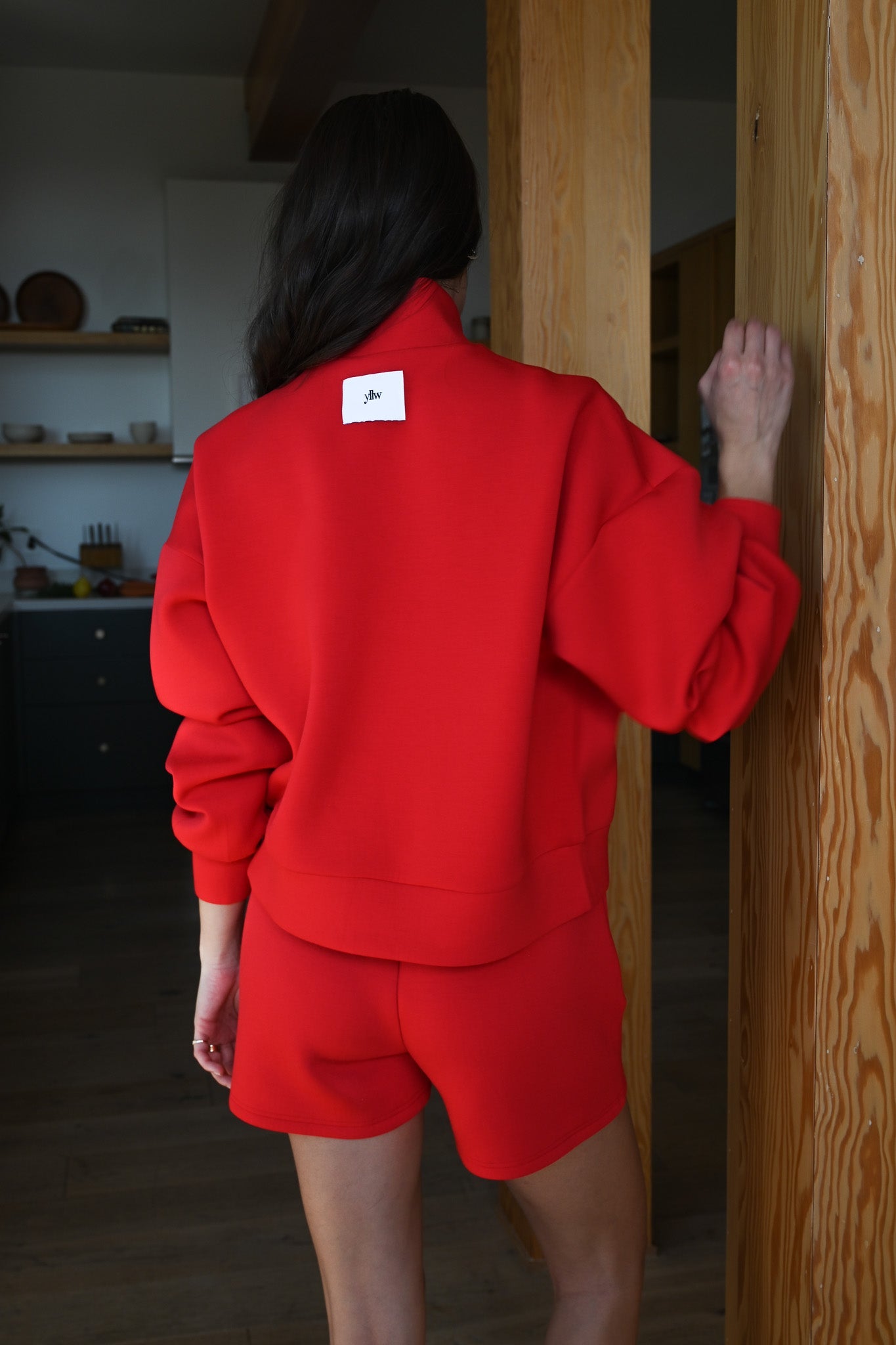 Maya Knit Neoprene Pullover — Ruby