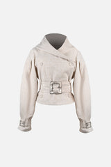 Ganna Belted Jacket — Snakeskin Jacquard