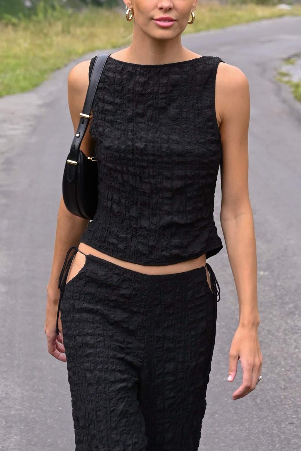 Tatum Bubble Tie Vest — Black (Reversible)