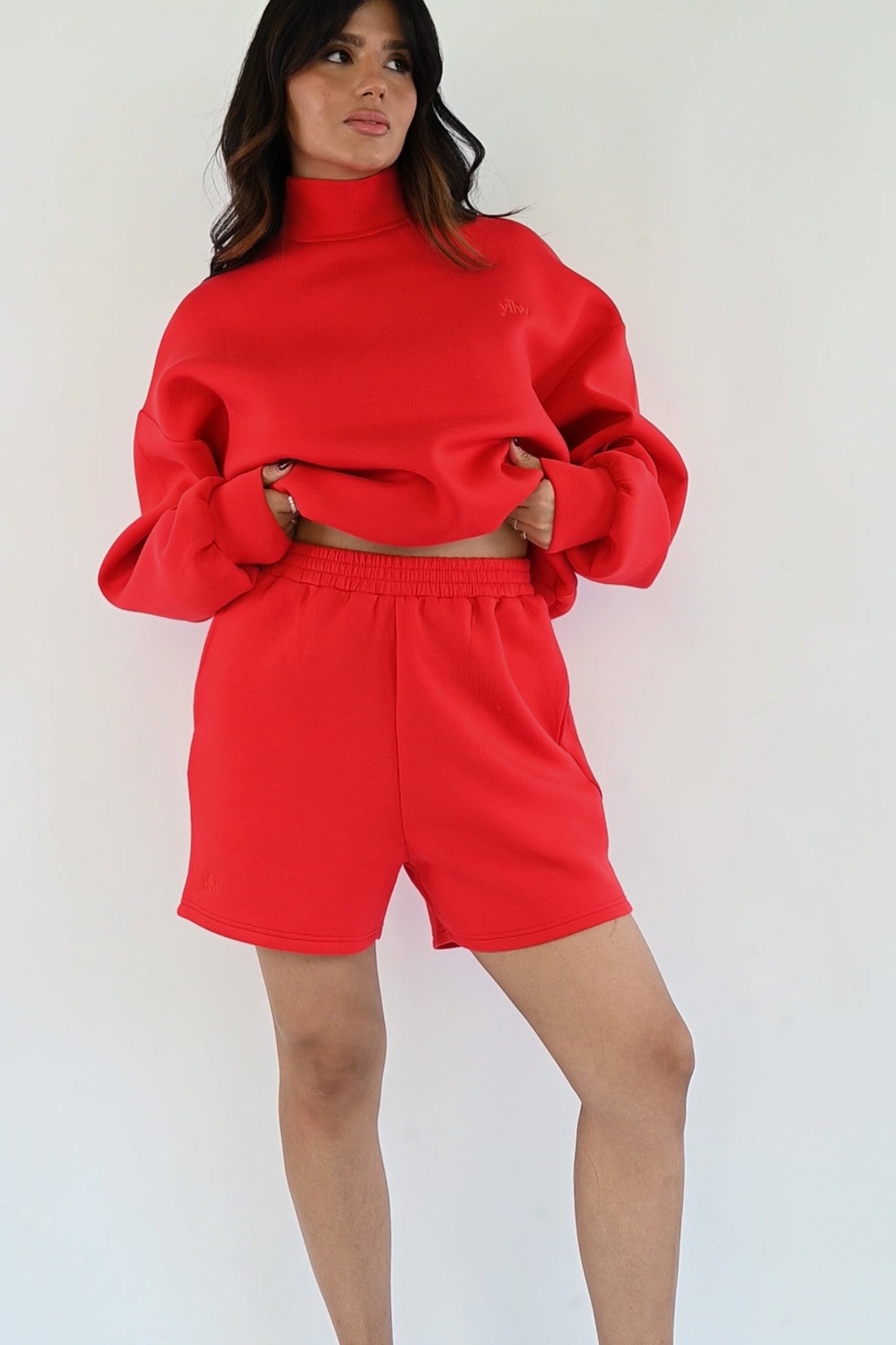 Ollie Knit Neoprene Shorts — Ruby