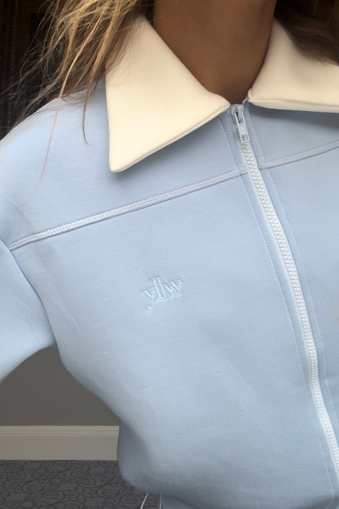 Kasey Knit Neoprene Jacket — Sky